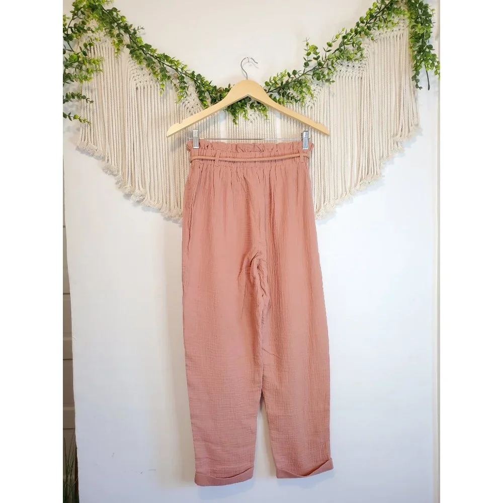 Pink Lily Gauze Straight Pants - Picture 6 of 8